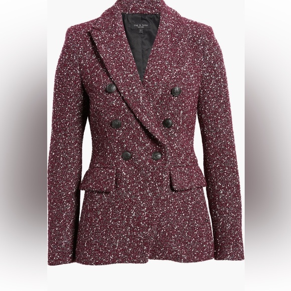 rag & bone Jackets & Blazers - Women's Burgundy Tweed Double-Breasted Blazer